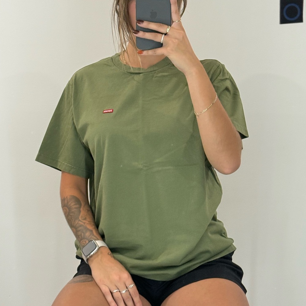 Supreme Olive Green Tee with Red Logo